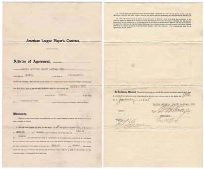 1918 Babe Ruth Boston Red Sox Contract - Ruths Own Copy and Earliest Existing Ruth Player Contract Known